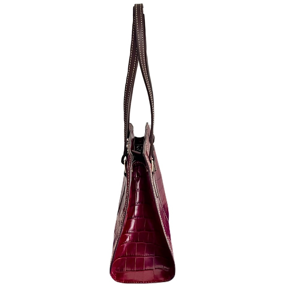 Dooney & Bourke ‘Charlotte’ Red Croc Embossed Leather Tote Bag in “Bourdeaux” - Picture 4 of 9